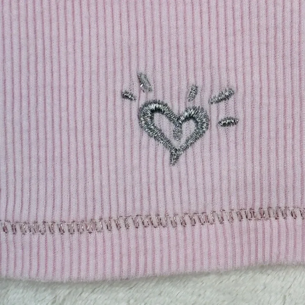 VTG Justice Ribbed Henley Girls 10 Pink Long Sleeve Barbie Bella Swan Y2K 90s